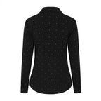 Long Sleeve Stud Classic Collar Blouse (Size 12) - Black