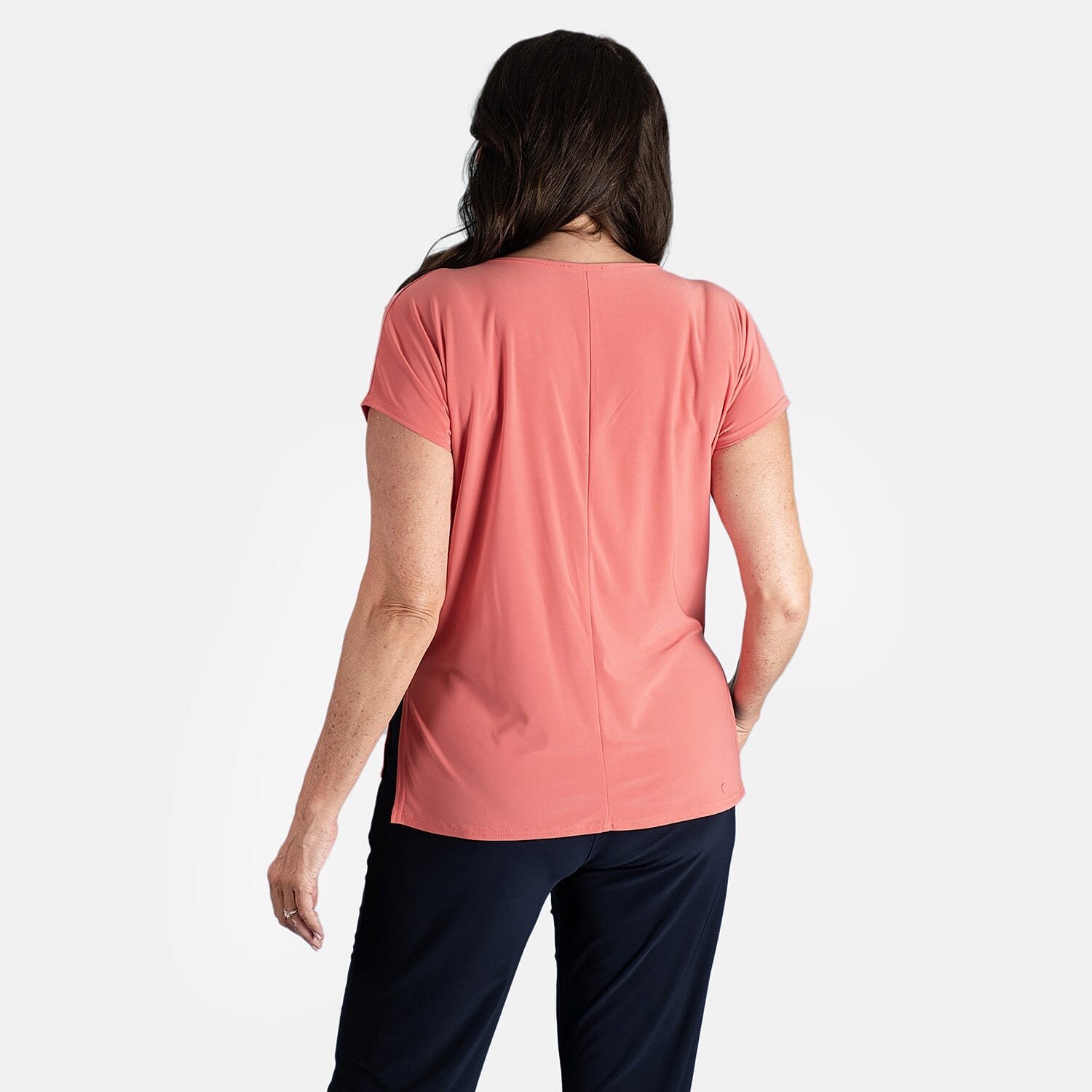 STYLED BY Notch Neck Top (Size L) - Coral