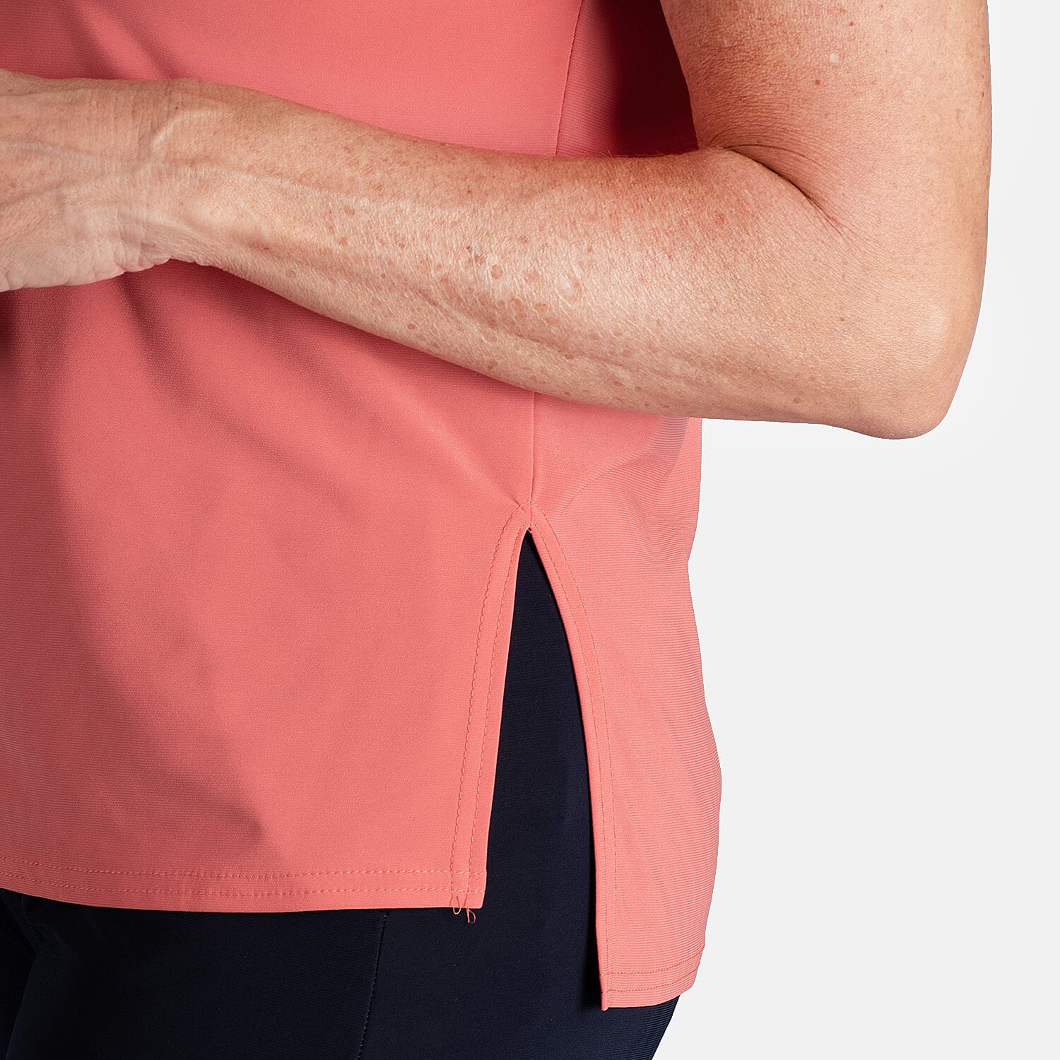 STYLED BY Notch Neck Top (Size L) - Coral