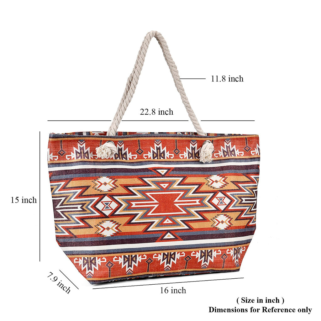 Polyester Tribal Tote Bag (Size 38x21x37 cm) - Brown