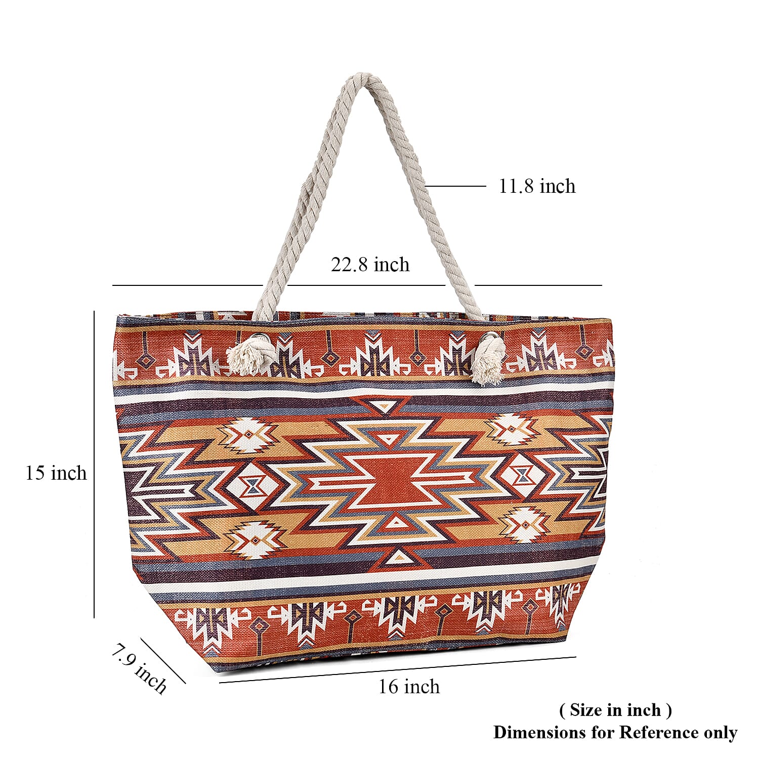 Polyester Tribal Tote Bag (Size 38x21x37 cm) - Brown