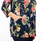 Polyester Tunic (Size 1x1 cm) - Navy Floral