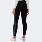 Fleece Lined Leggings With Side Geometric Diamante Pattern (Size M) - Black