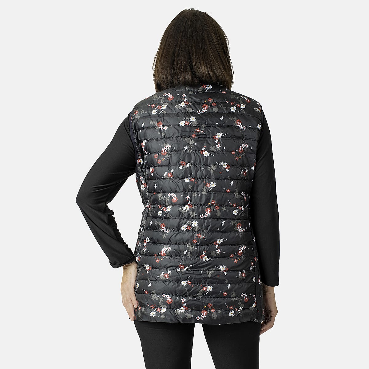 Weekend Ladies Floral Pack Away Gilet (Size 16) - Black