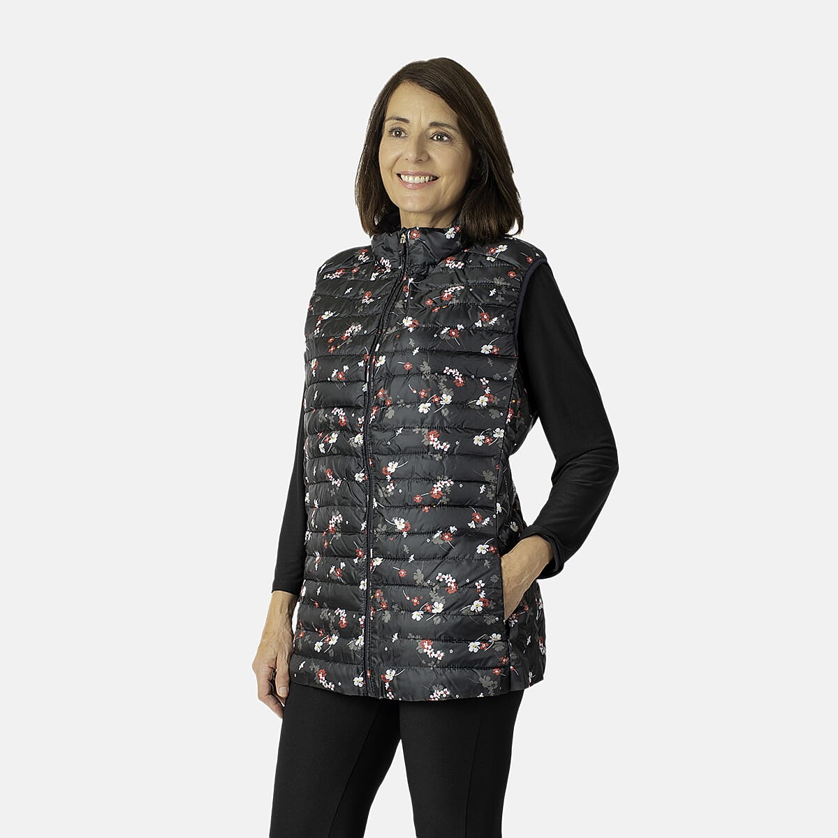 Weekend Ladies Floral Pack Away Gilet (Size 18) - Black