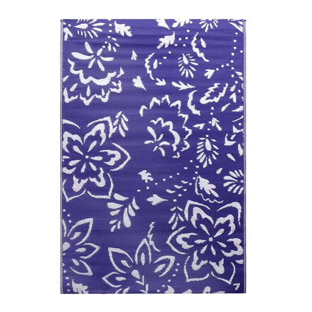 Floral Pattern Outdoor Reversible Rug (Size 180x120 cm) - Blue