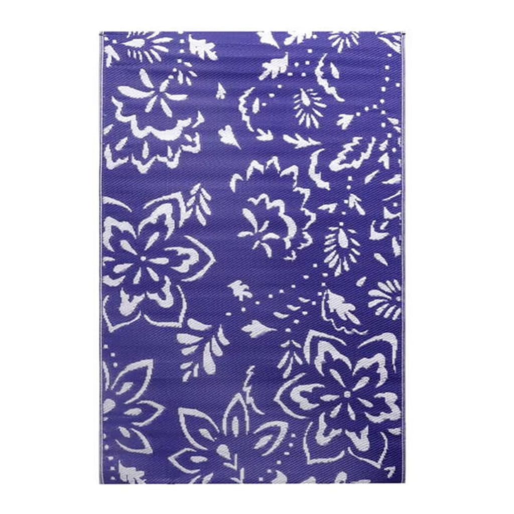 Floral Pattern Outdoor Reversible Rug (Size 180x120 cm) - Blue