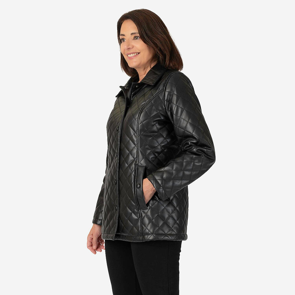 - Maisi Faux Leather Quilted Jacket (Size 8) - Black