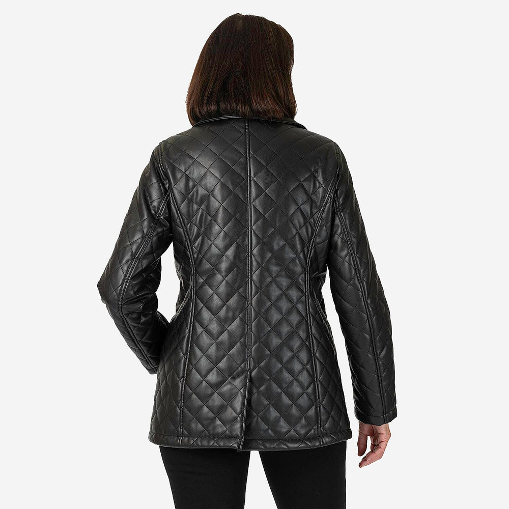 - Maisi Faux Leather Quilted Jacket (Size 8) - Black