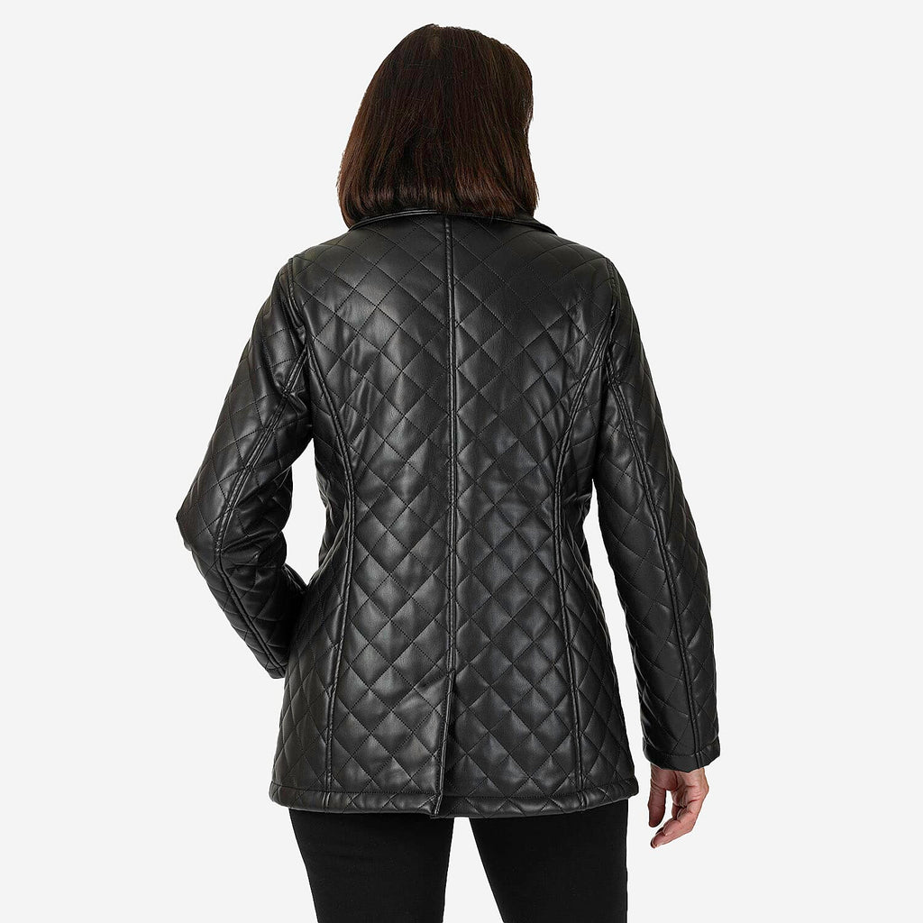 - Maisi Faux Leather Quilted Jacket (Size 8) - Black