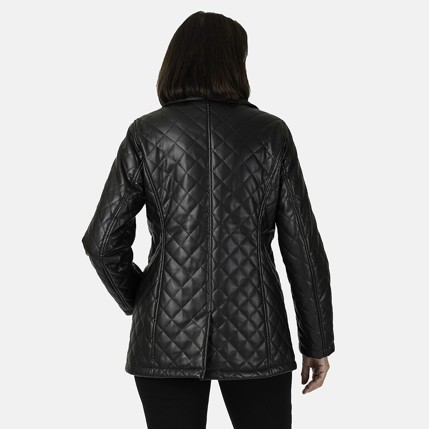 - Maisi Faux Leather Quilted Jacket (Size 8) - Black