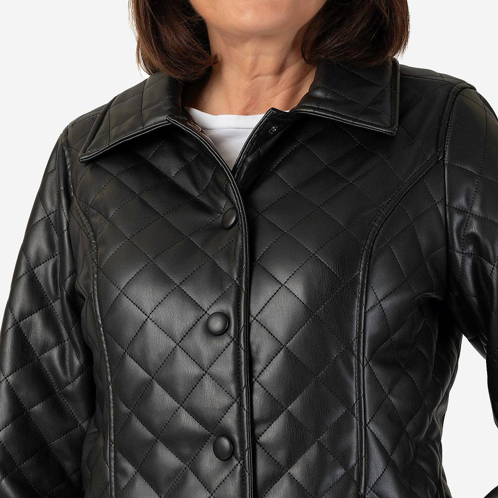 - Maisi Faux Leather Quilted Jacket (Size 8) - Black