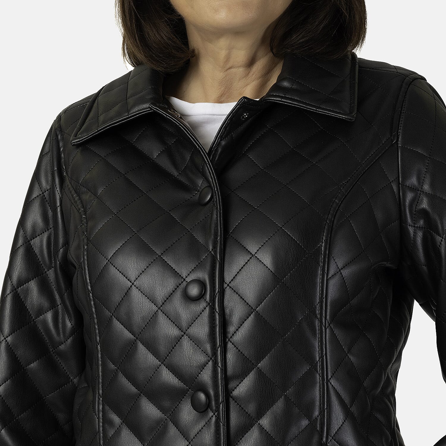 - Maisi Faux Leather Quilted Jacket (Size 8) - Black