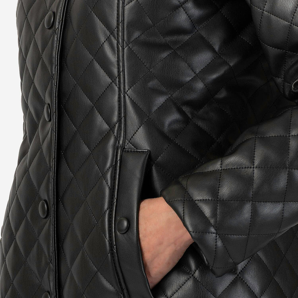 - Maisi Faux Leather Quilted Jacket (Size 8) - Black
