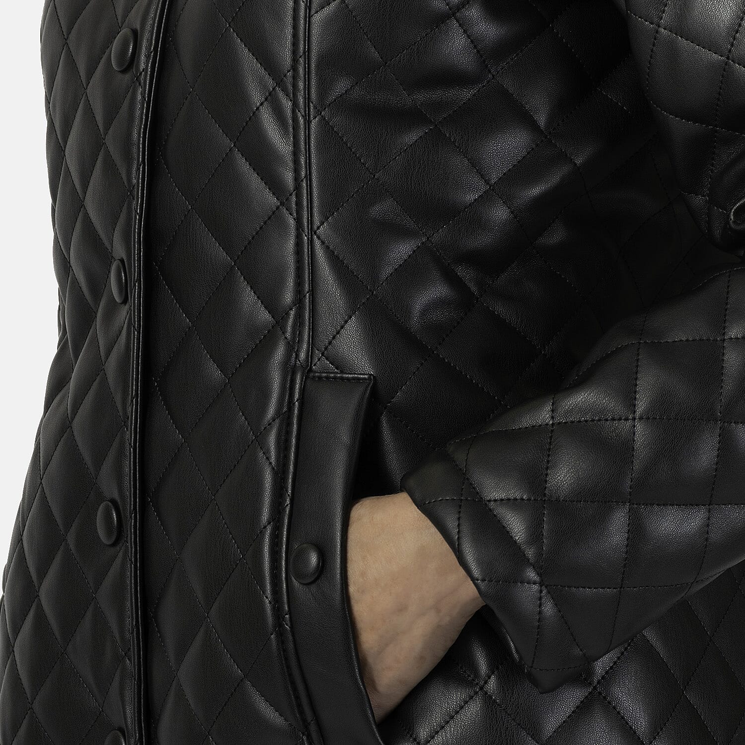 - Maisi Faux Leather Quilted Jacket (Size 8) - Black