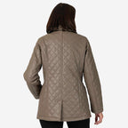 & maisi Women’s Faux Leather Quilted Jacket with Button Front, Collar & Pockets