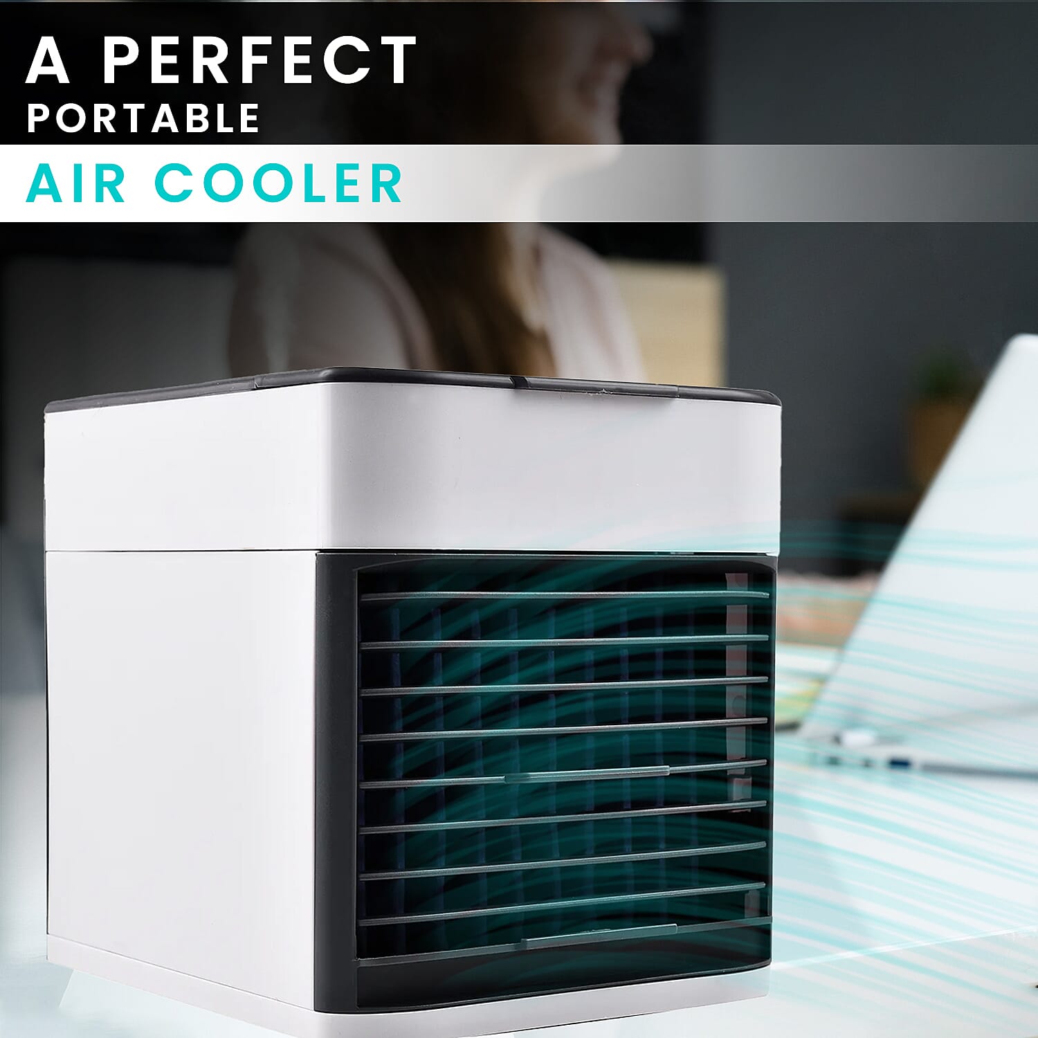 Portable Air Cooler, Humidifier, Air Purifier (Size 17x16 Cm) - White