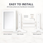 Portable MDF Jewellery Cabinet with Standing Mirror (Size 22x19x35cm) - White