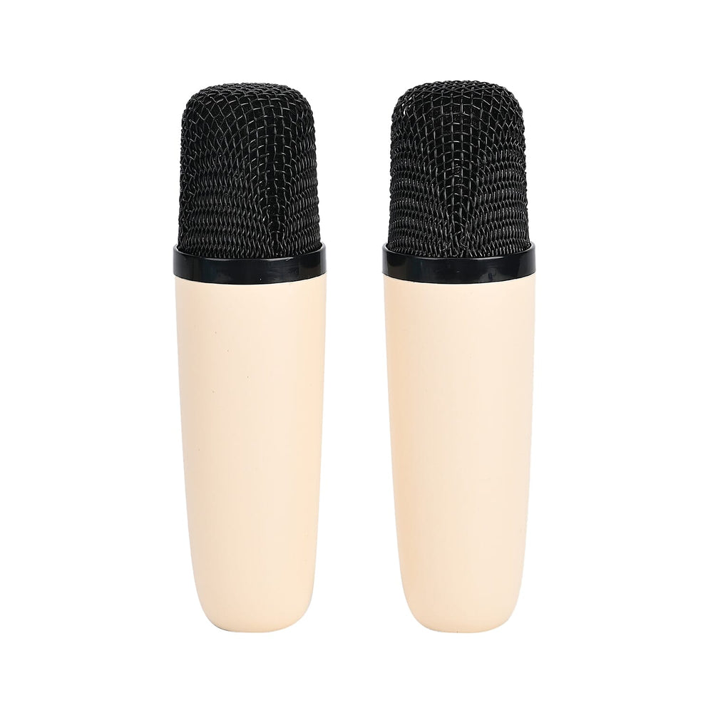 Mini Karaoke Speaker with 2 Wireless Microphones - RGB Color Changing Light - Cream