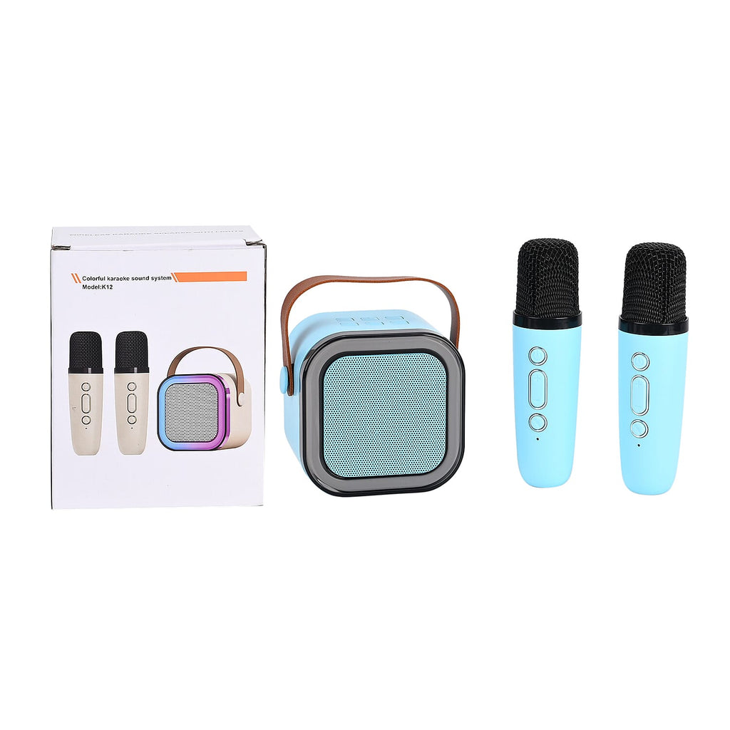 Karaoke Bluetooth Speaker with 2xMicrophones & RGB color changing light  - Blue