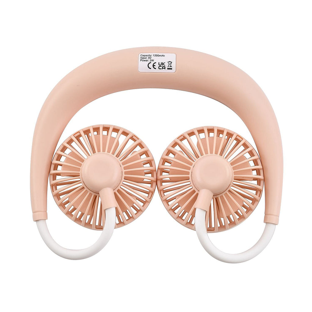 Portable Neck Fan with USB Rechargeable (1200mah) - Pink