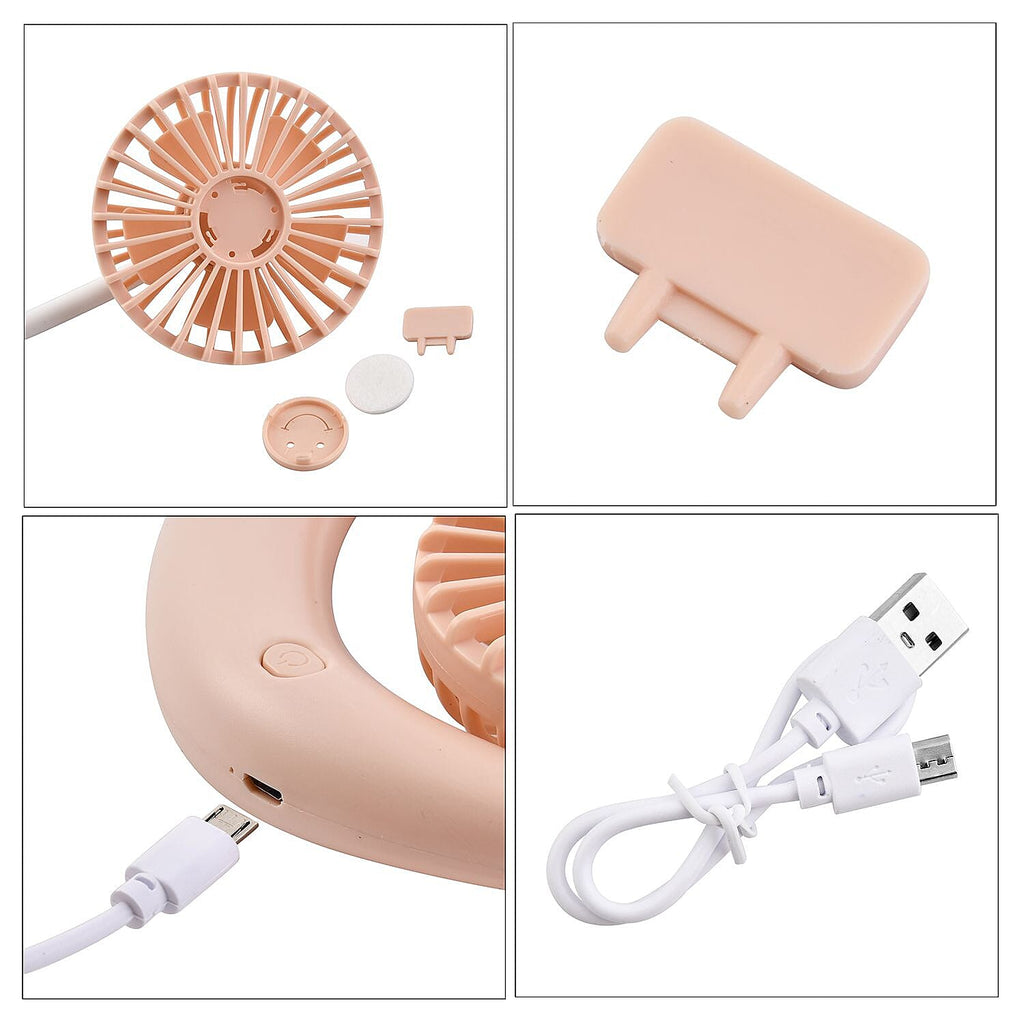 Portable Neck Fan with USB Rechargeable (1200mah) - Pink