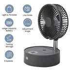 Portable and Lightweight Foldable Fan with Four Wind Speeds, LED Light And Mist Sprayer (Includes Remote Control And USB Cable) - Grey