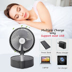 Portable and Lightweight Foldable Fan with Four Wind Speeds, LED Light And Mist Sprayer (Includes Remote Control And USB Cable) - Grey