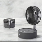 Portable and Lightweight Foldable Fan with Four Wind Speeds, LED Light And Mist Sprayer (Includes Remote Control And USB Cable) - Grey