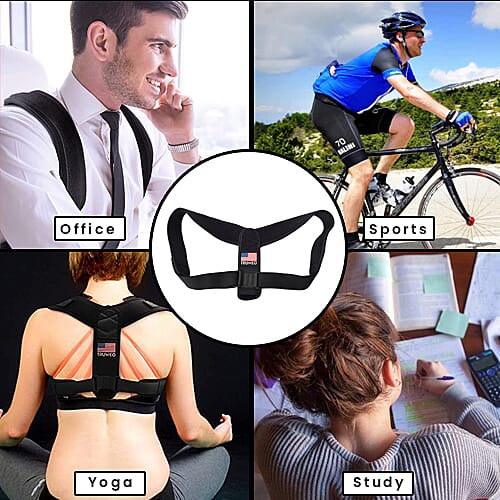 Posture Corrector with Adjustable Strap (Size 51x23 Cm) - Black