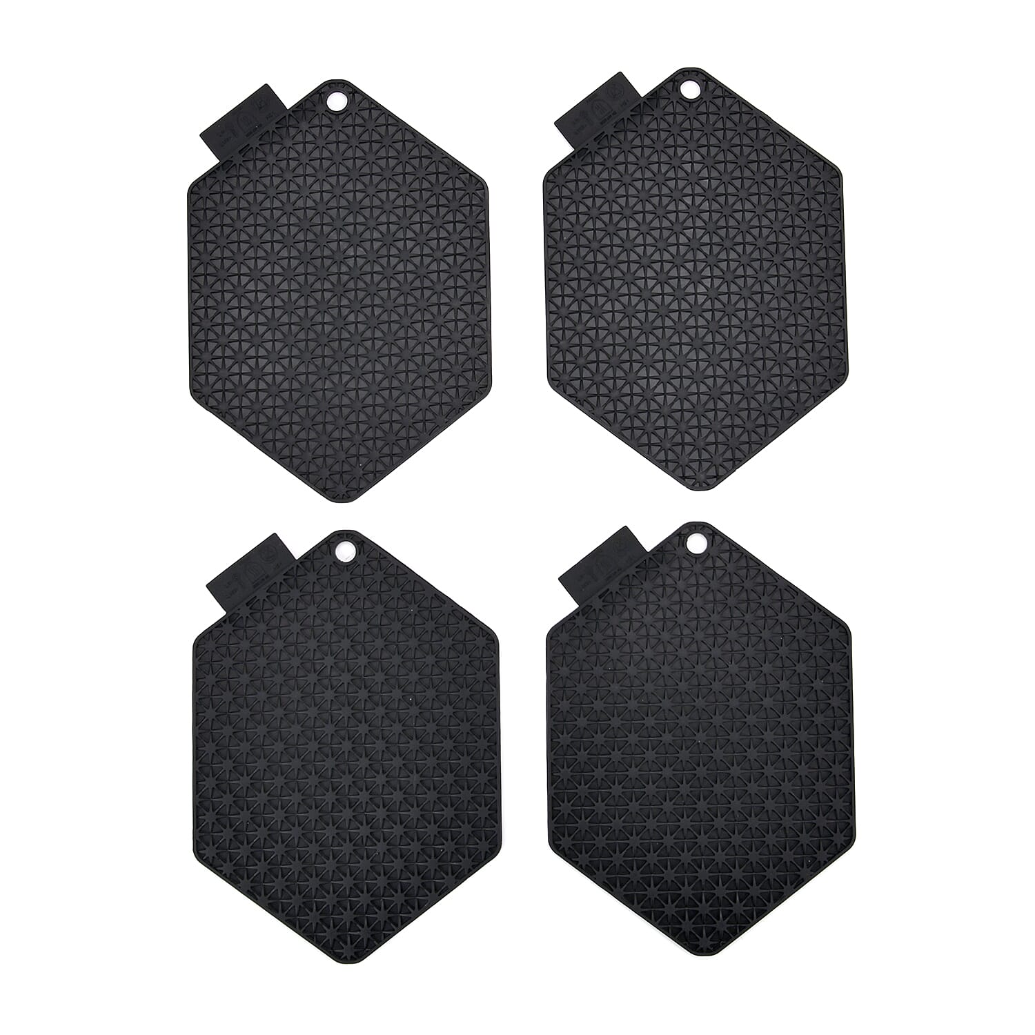 Set of 4 Heat-Resistant Silicone Pot Holders - Black