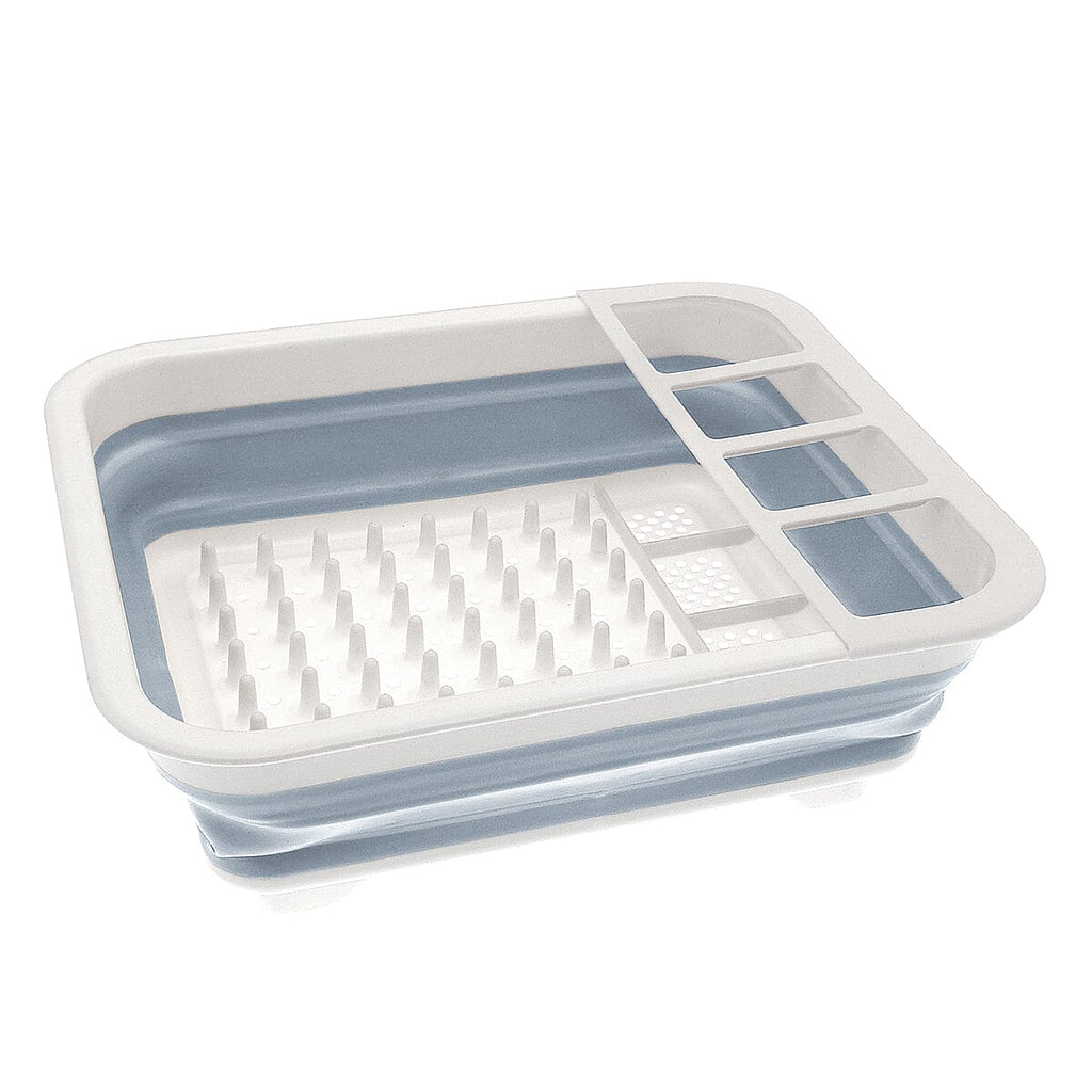 Set of 2 Collapsible Dish Rack and Collapsible Colander - Grey and White