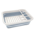 Set of 2 Collapsible Dish Rack and Collapsible Colander - Grey and White