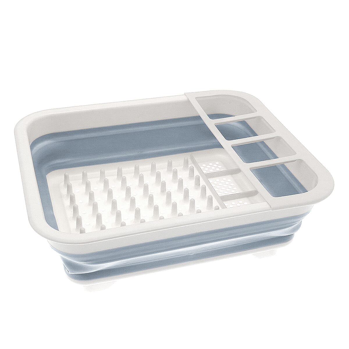 Set of 2 Collapsible Dish Rack and Collapsible Colander - Grey and White