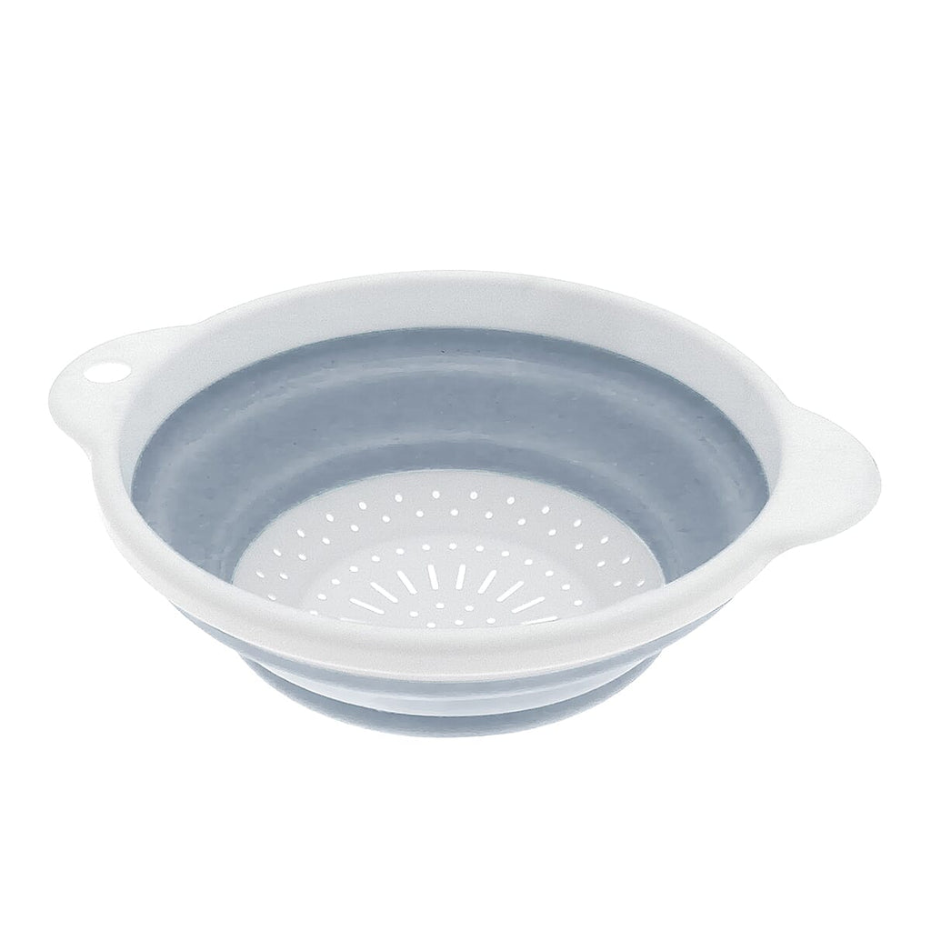 Set of 2 Collapsible Dish Rack and Collapsible Colander - Grey and White