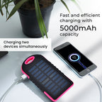 Energy Efficient Solar Charger 5000 mAH Power Bank with charging Cable included- Pink & Black