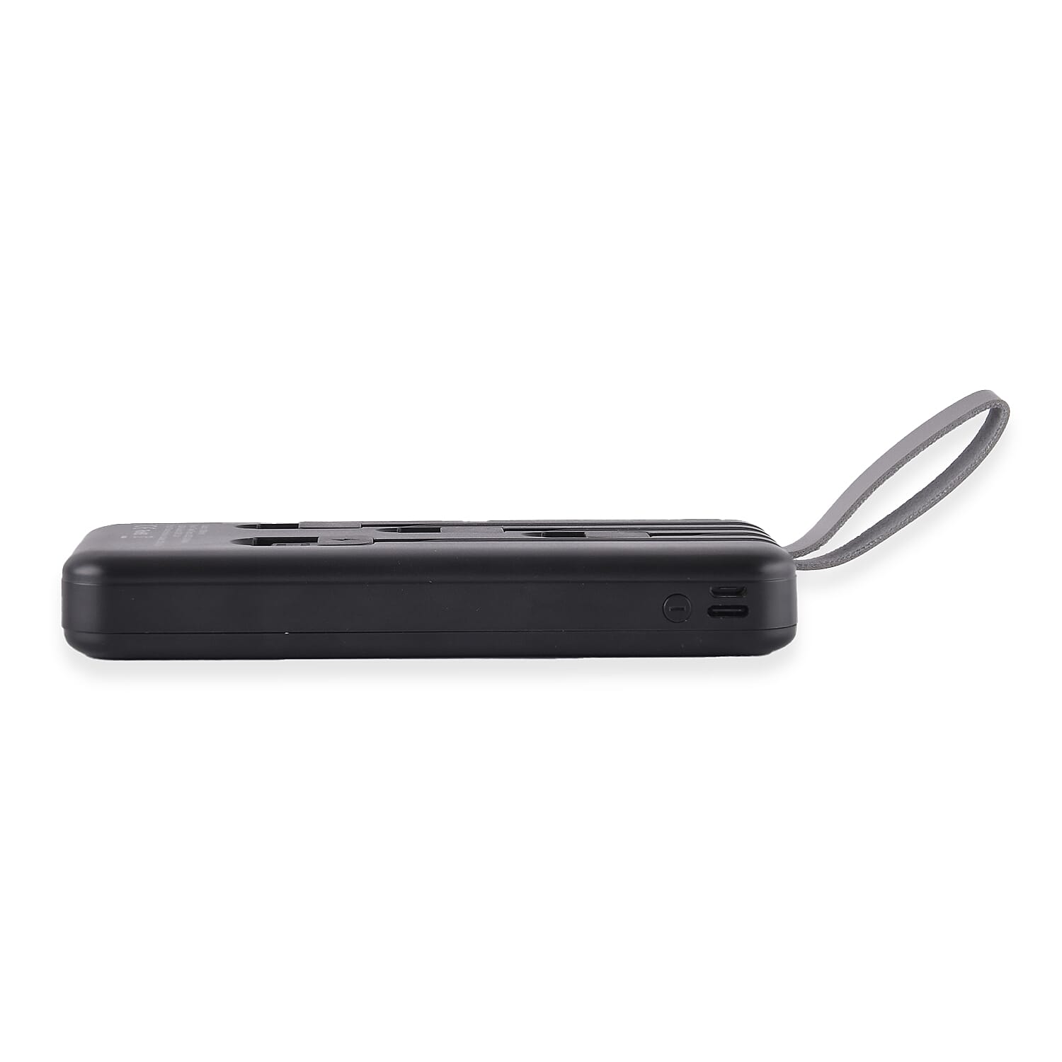10000mAh Power Bank with Solar Panel & Built in 5 Outputs (4 Cables & 1 USB A Port) - Black