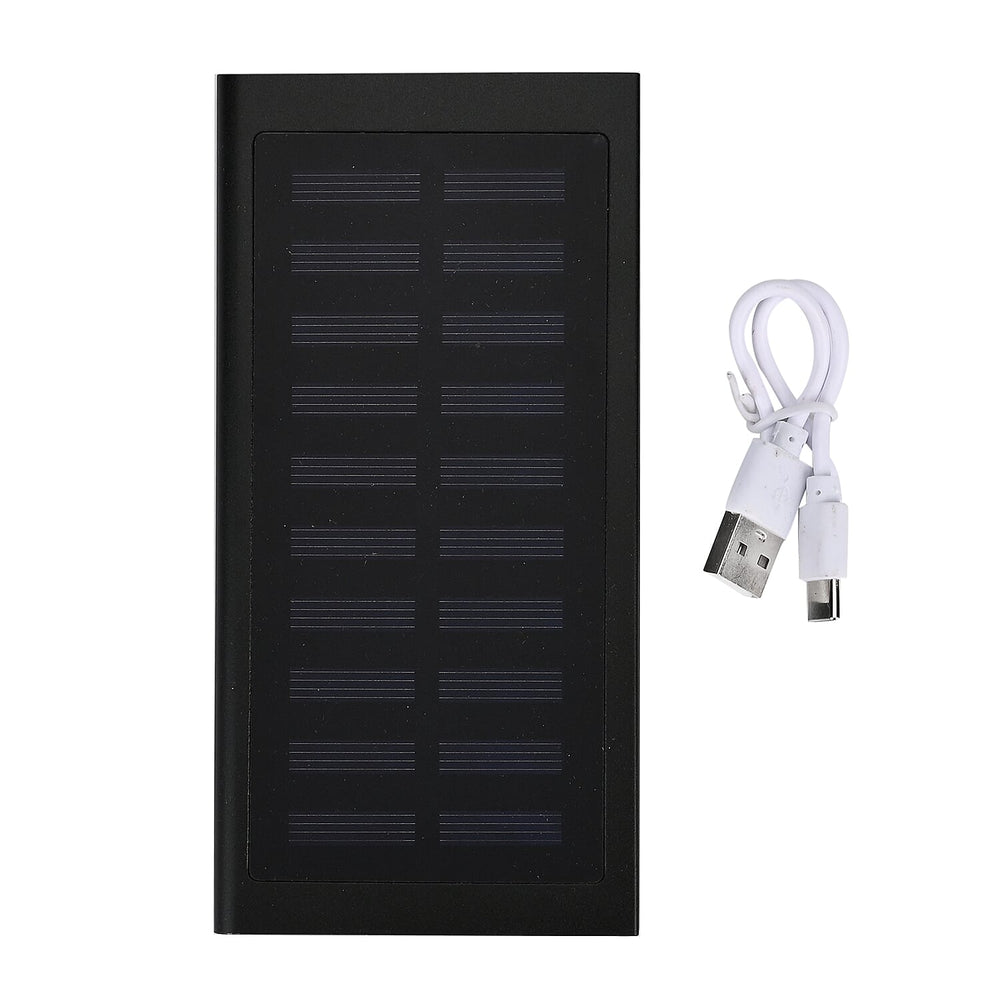 5000mAh Power Bank with Solar Panel - Mountaineering Buckle - Black