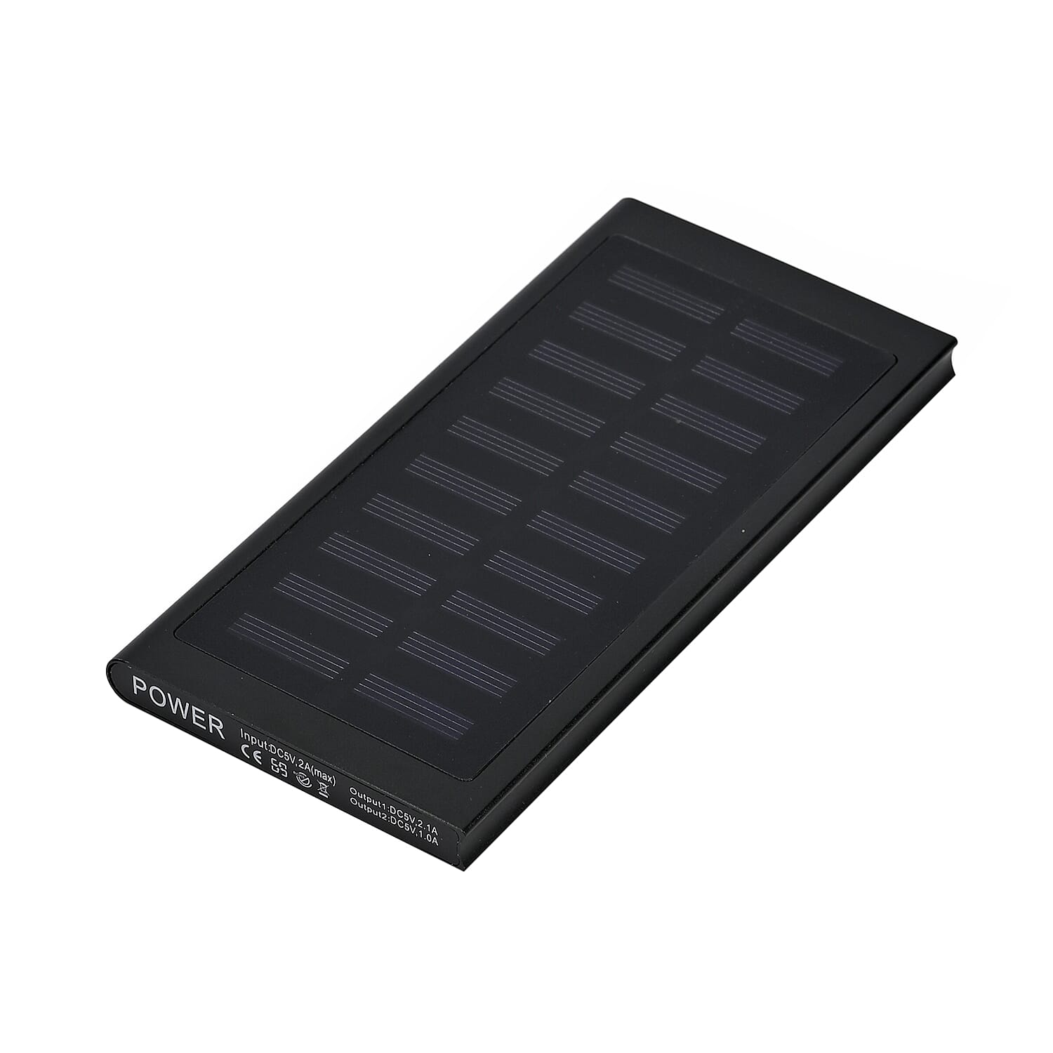 5000mAh Power Bank with Solar Panel - Mountaineering Buckle - Black