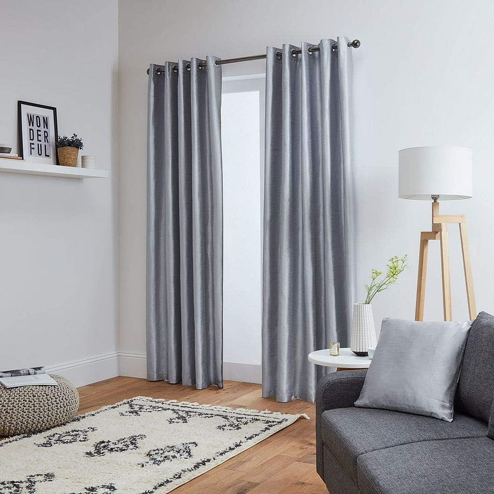 Lined Curtains (Size 90x90inchs) - Silver