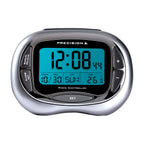 Digital Radio Controlled Alarm Clock - Time, Date, Temperature, Snooze & Backlight (2xAA Battery not Incl.) - Silver