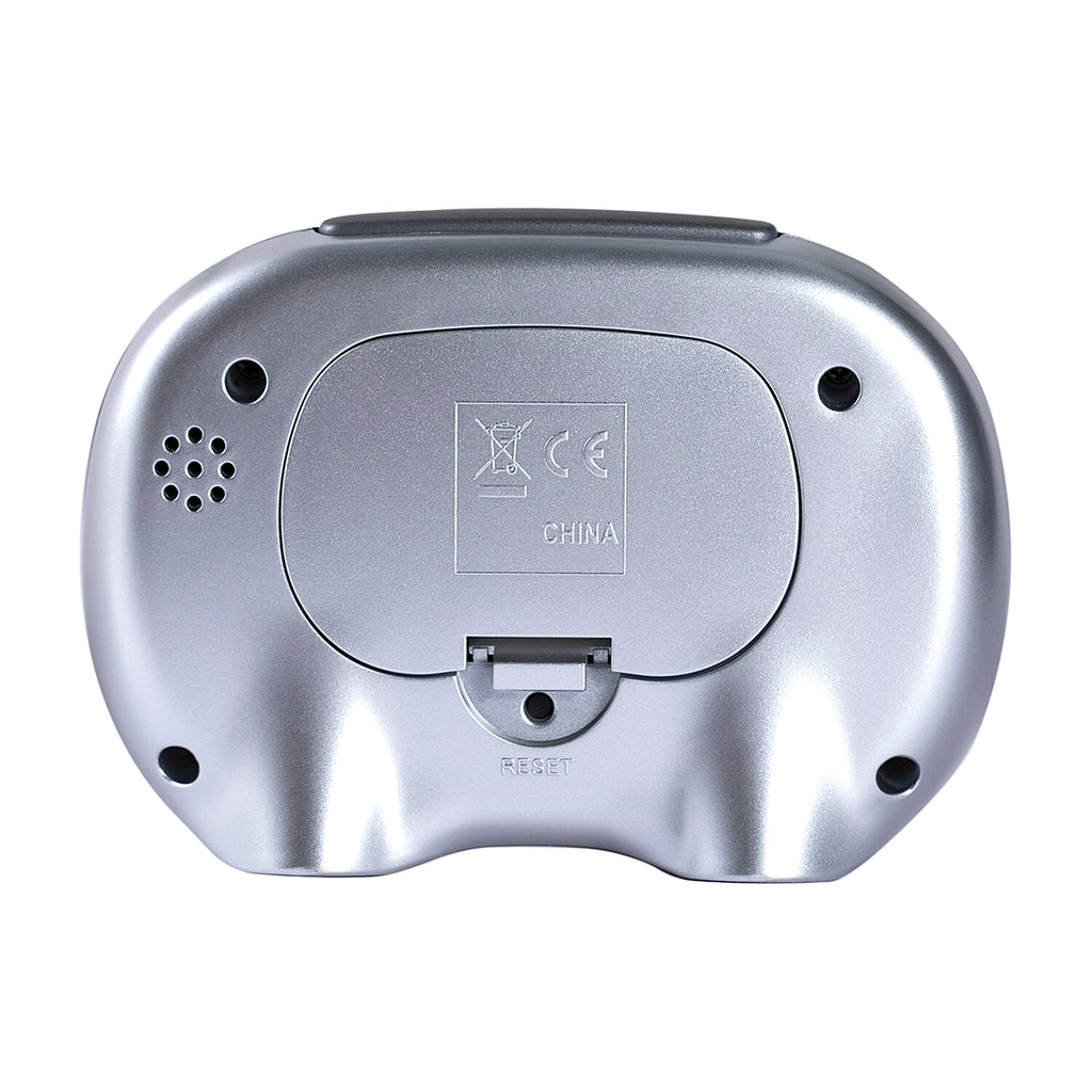 Digital Radio Controlled Alarm Clock - Time, Date, Temperature, Snooze & Backlight (2xAA Battery not Incl.) - Silver