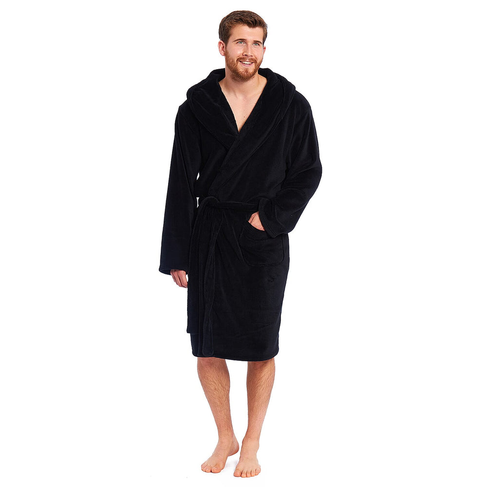Premium Luxury Toweling Coral Fleece Robe (Size L) - Black