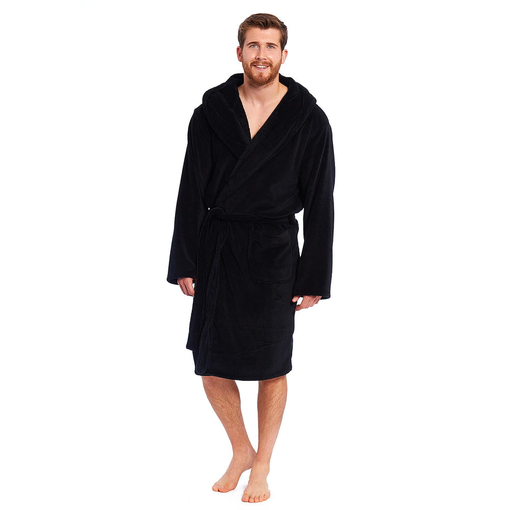 Premium Luxury Toweling Coral Fleece Robe (Size L) - Black