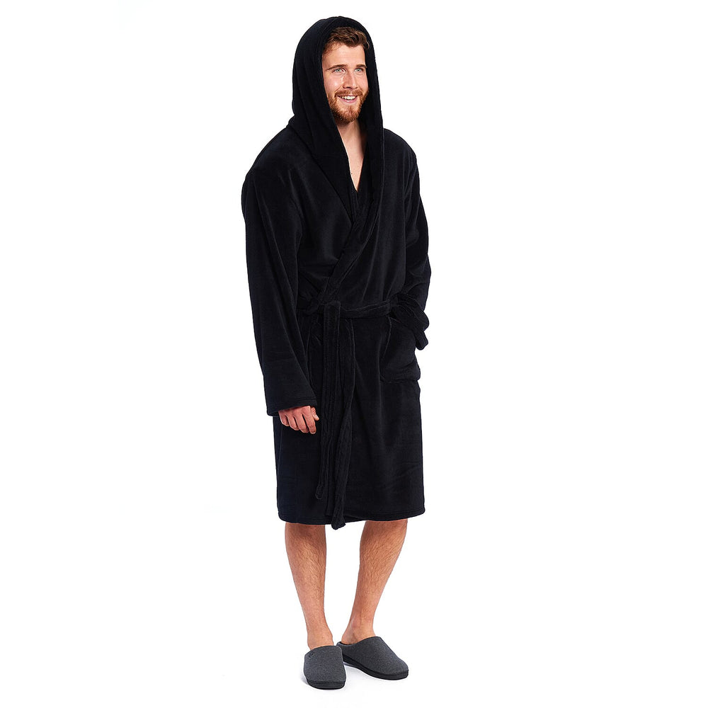 Premium Luxury Toweling Coral Fleece Robe (Size L) - Black