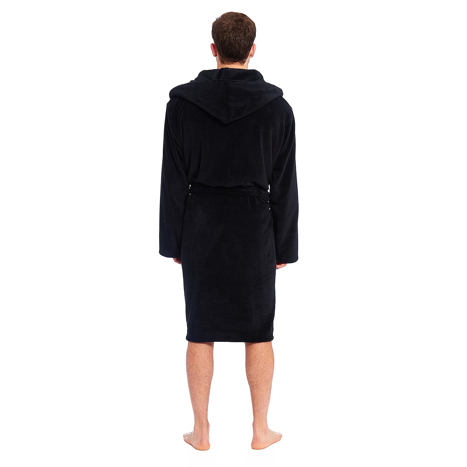 Premium Luxury Toweling Coral Fleece Robe (Size L) - Black