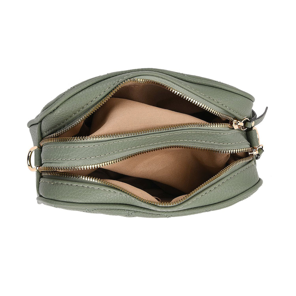 Prime Time Deal - Quilted Fully Lined Crossbody Bag With Adjustable Length Strap - Green
