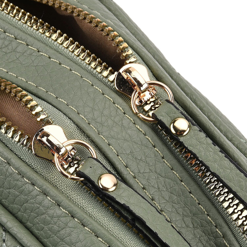 Prime Time Deal - Quilted Fully Lined Crossbody Bag With Adjustable Length Strap - Green