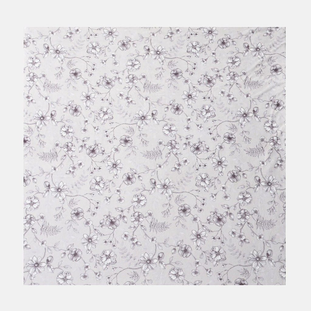 Polyester Flower and Leaves Blanket (Size 2x1 m) - White & Blue