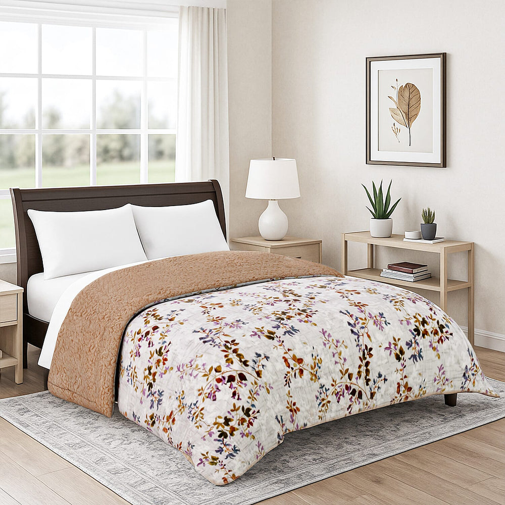 Polyester Flower and Leaves Blanket (Size 2x1 cm) - White & Red